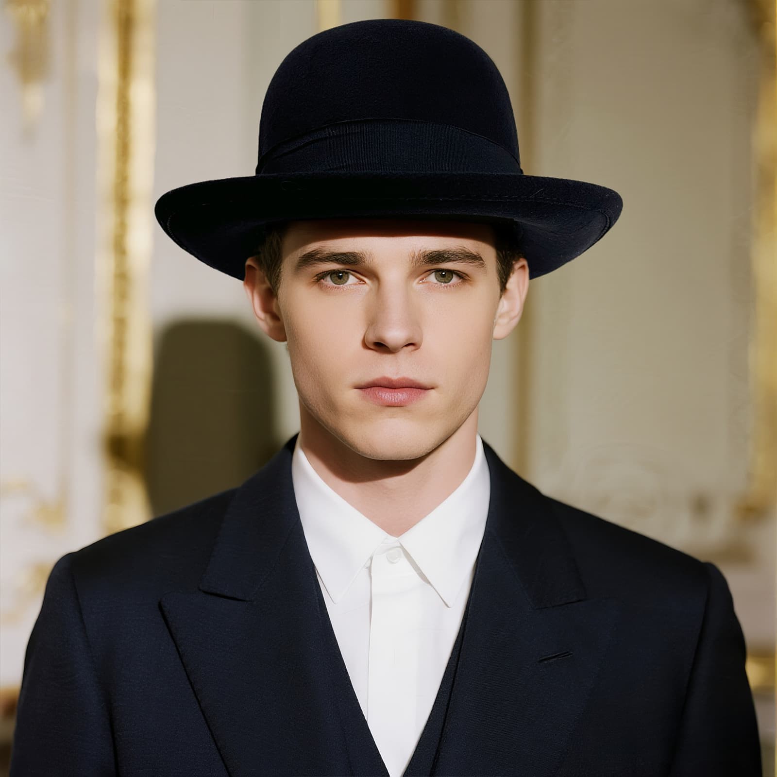 Men Retro Elegant Bowler Hat Short Brim with Hat Band for Formal Casual Wedding
