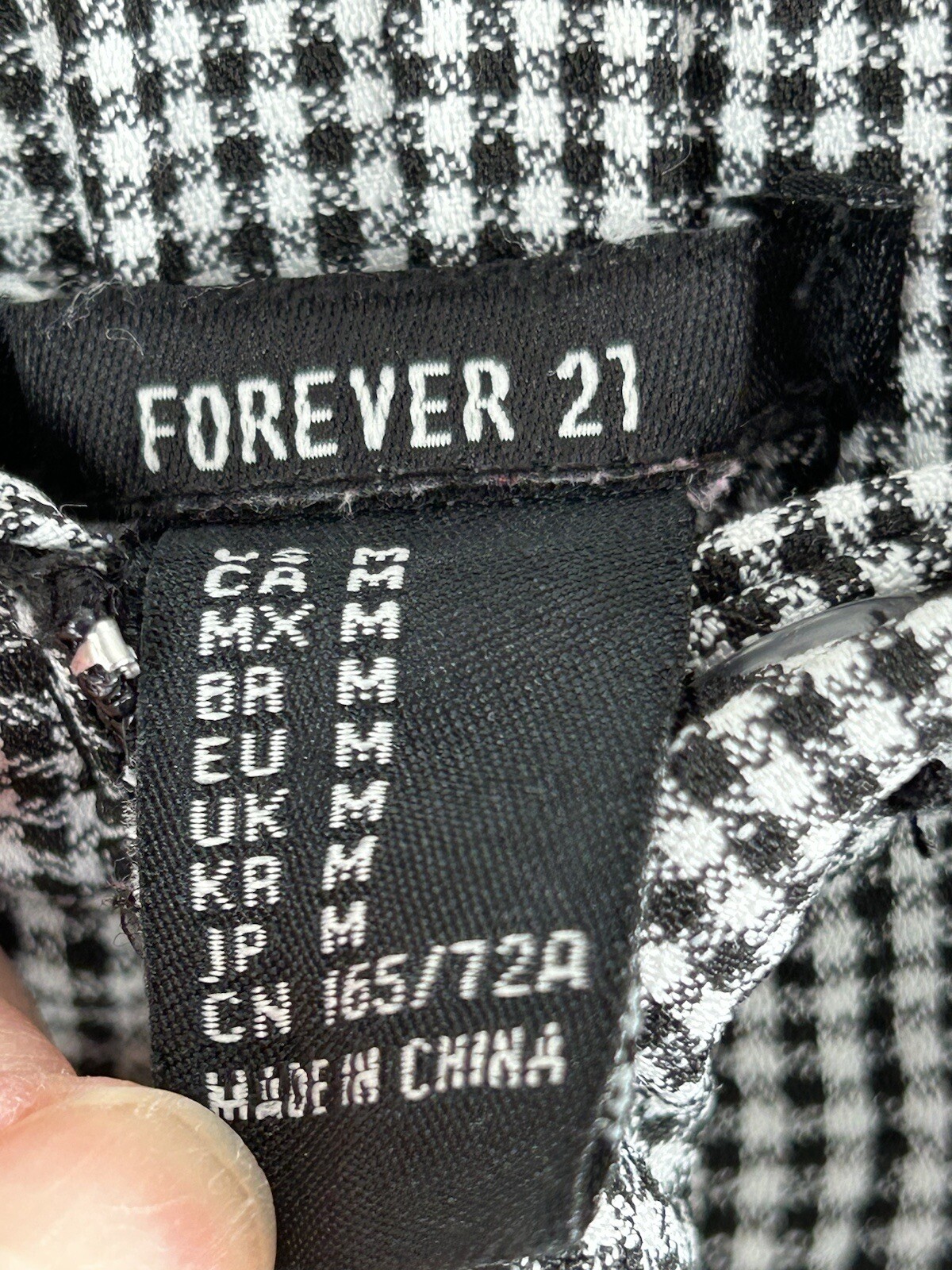 forever 21 pants black white checkered medium wide leg cropped