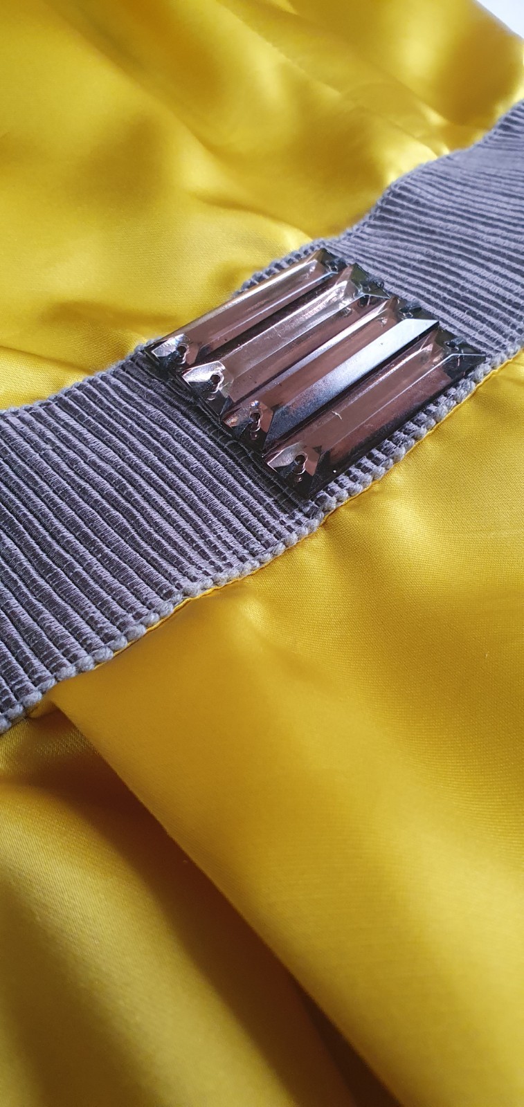 Valentino Roma Yellow Satin Cocktail Dress Crystal Belt IT 40 US 4 Made in Italy