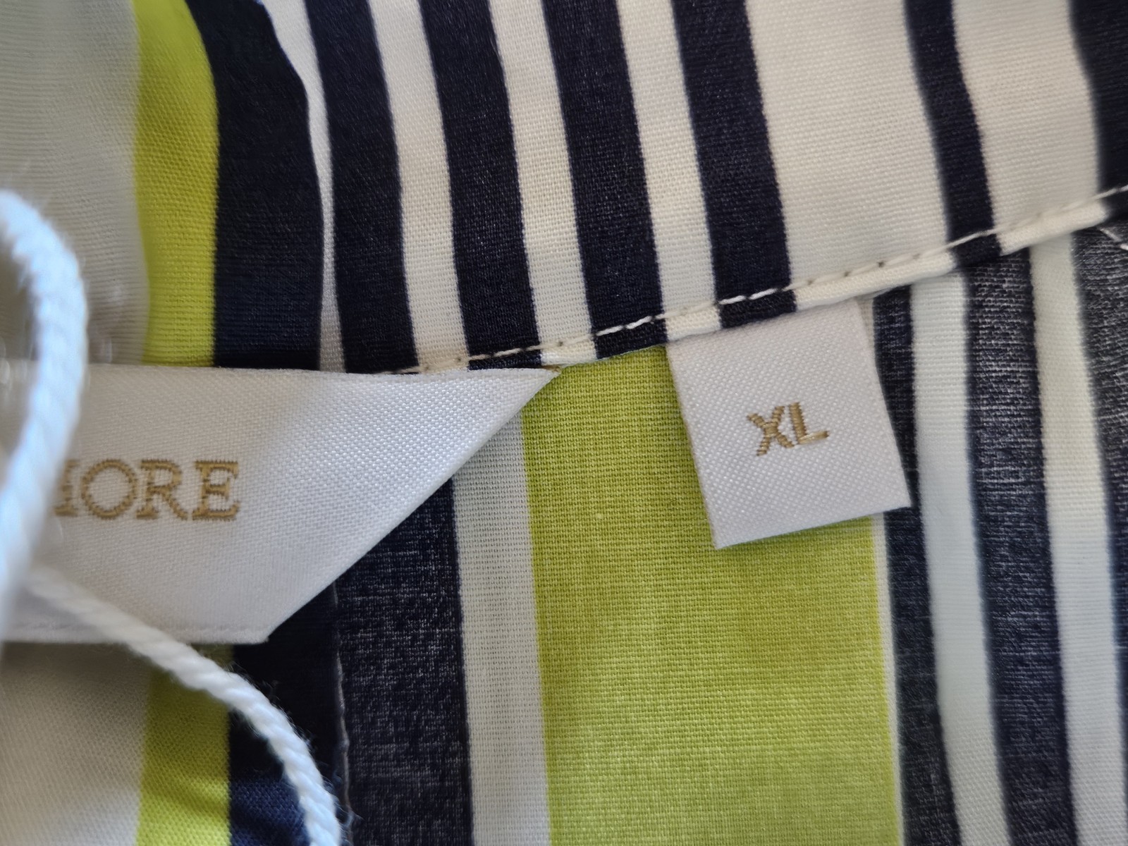 Carla Rockmore Striped Shirt Dress XL Midi NEW Cotton Blend Navy Green