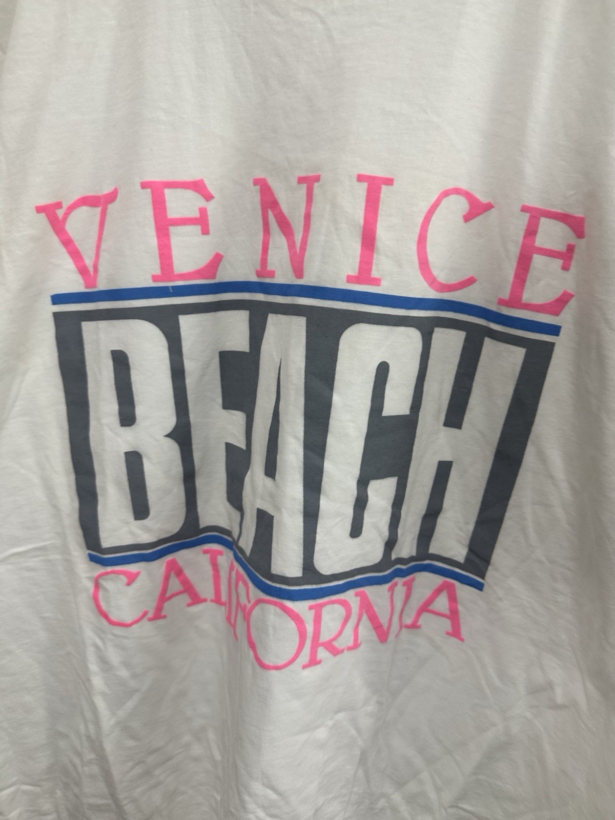 VTG 80s Venice Beach California Workout Muscle Surf Skate Paper Thin T-Shirt XL