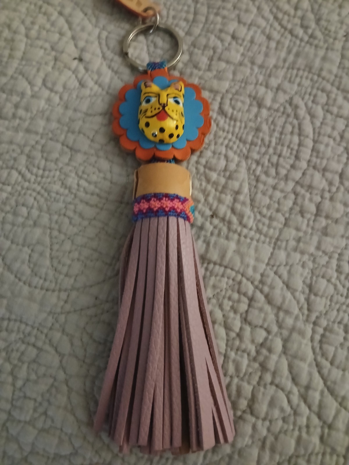 Consuela Tassel Key Chain Key Ring Charm Pendant Leather Metal Women Multicolor