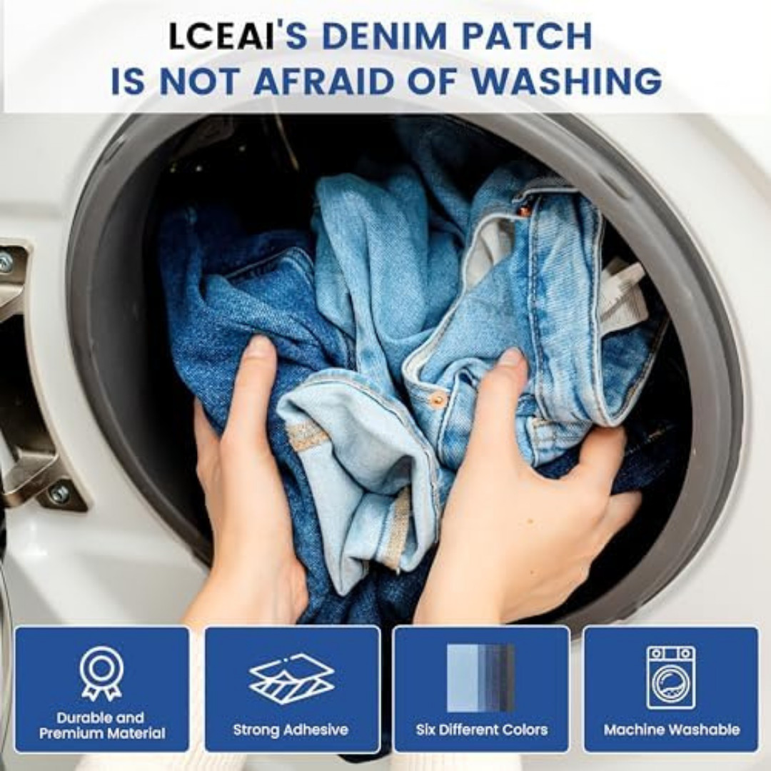 Denim Iron-On Patches for Jeans Repair 6 Colors 4×8.9 Strong Wash – Resistant