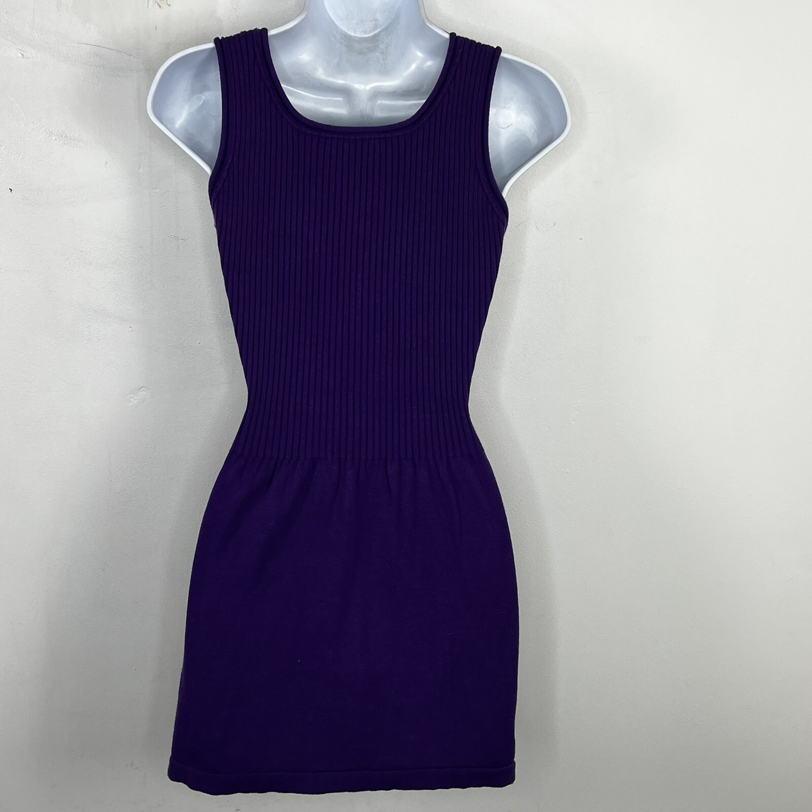 Kenar Tank Dress Sz M Purple Sleeveless Ribbed Minimalist Modern Chic Clean Girl