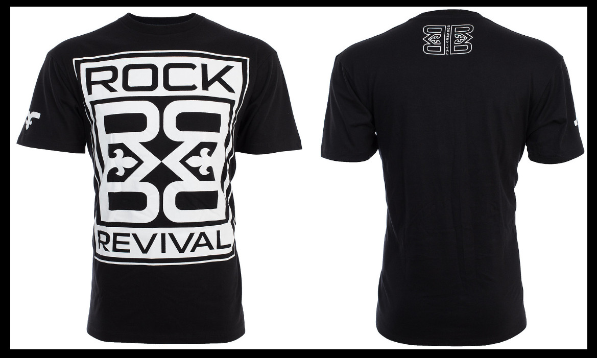 ROCK REVIVAL JEANS Black FARROW Regular Fit Short Sleeve Graphic T-shirt NWT