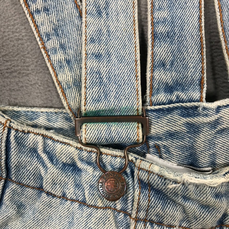 VTG 90s Shorts Overalls Womens Small Blue Denim Light Wash Shortalls Suspenders
