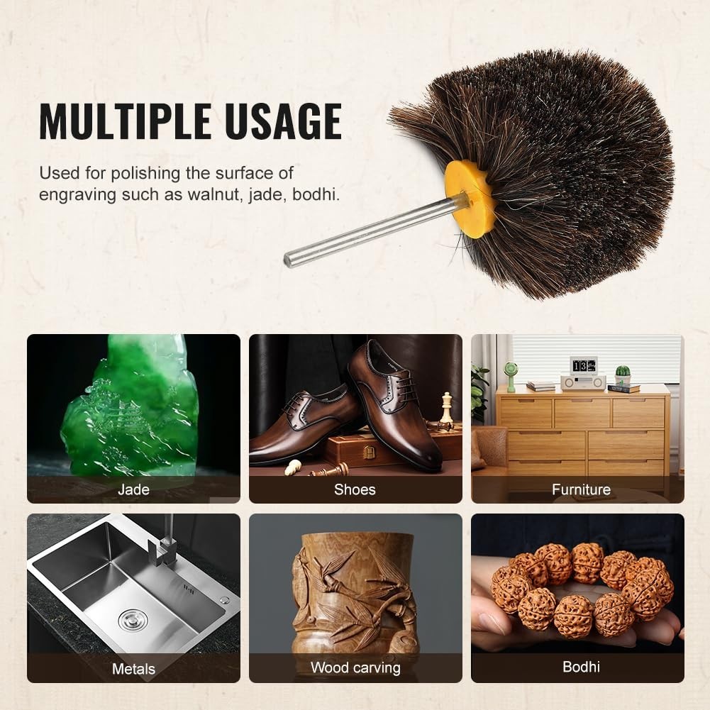 Horsehair Polishing Wheel Brush for Surface Buffing Grinding Drum Buffer 4 In…