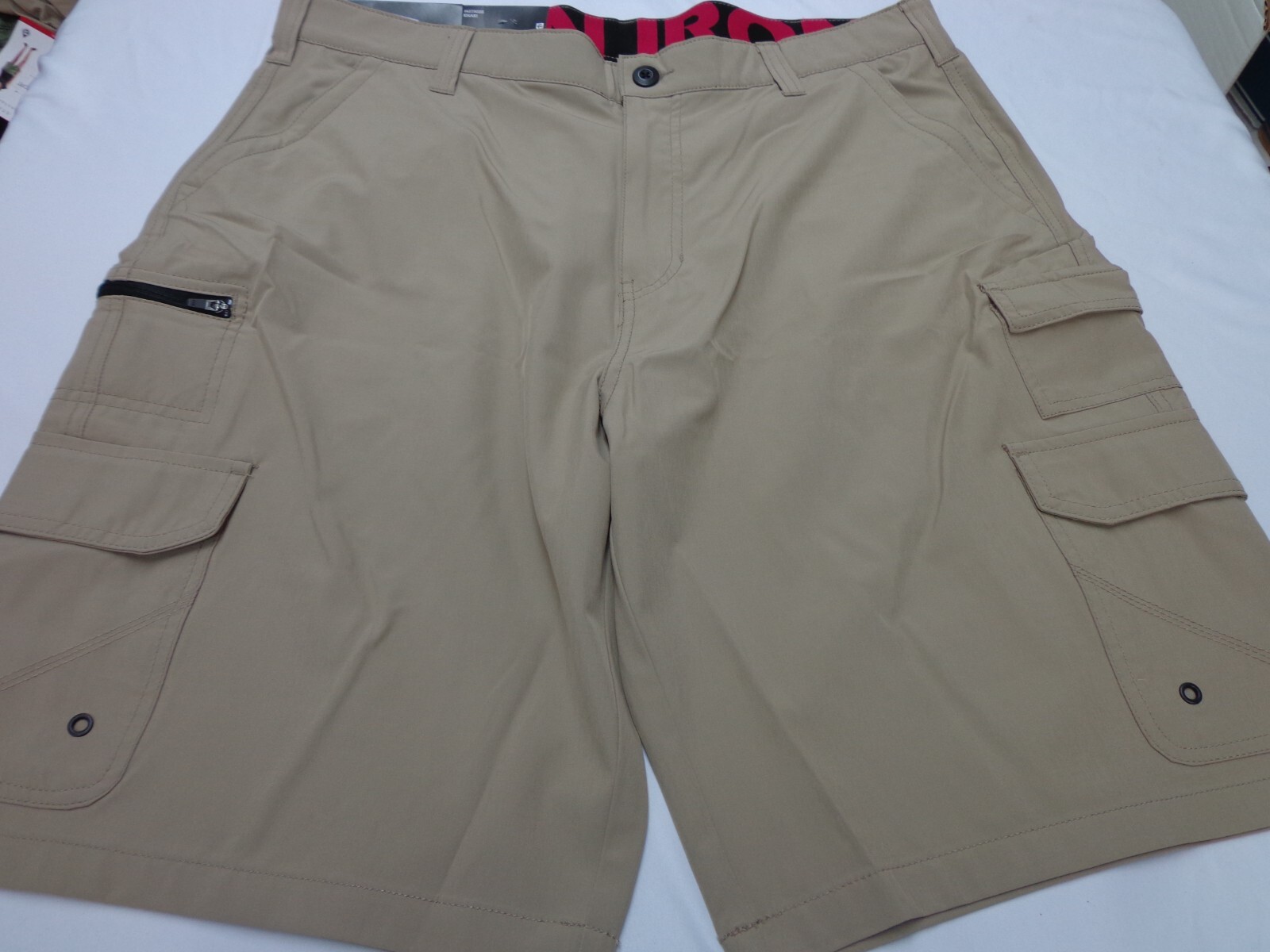 Iron Co Stretch Performance Hybrid Cargo Shorts Khaki Tan Size 38