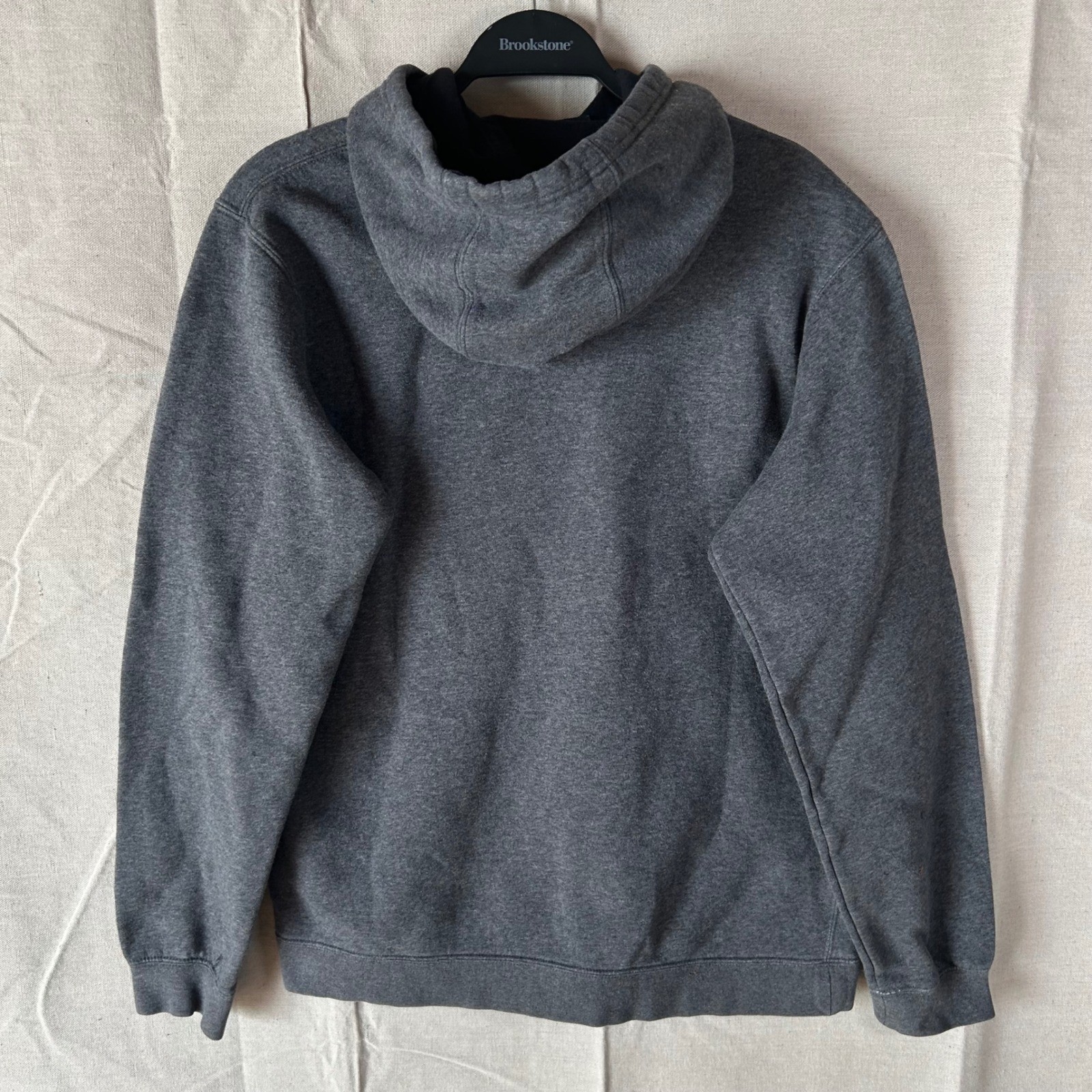 Nike Mens Fleece Hoodie Charcoal Grey Orange Logo Pullover Medium