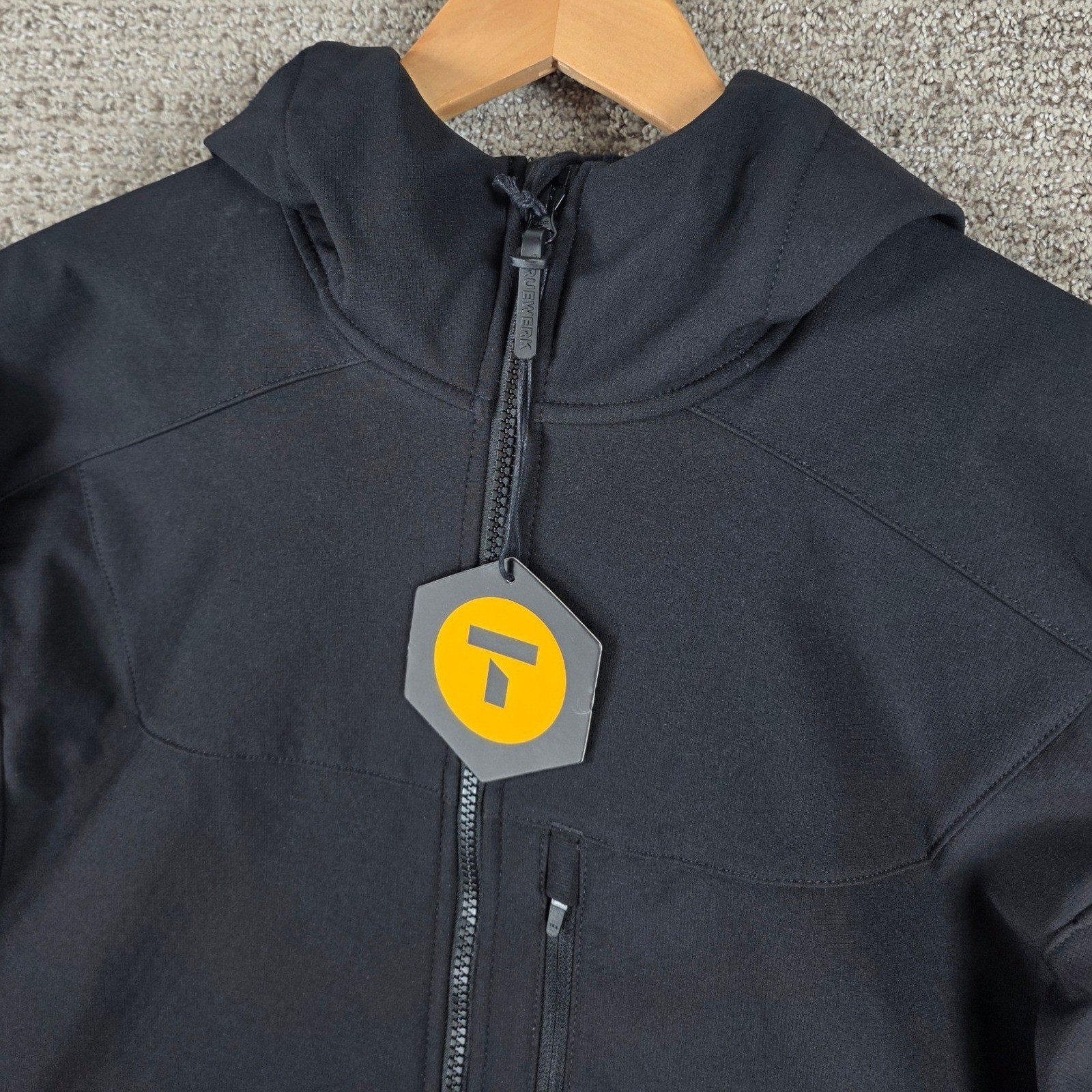 Truewerk S3 Solution Hoodie Mens Large Black Performance Workwear Zip Jacket