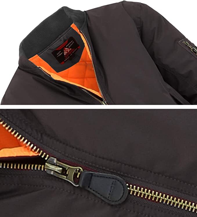 Mens Heavy Weight MA-1 Flight Bomber Jacket Full Zip Outerwear Coat Colors NWT