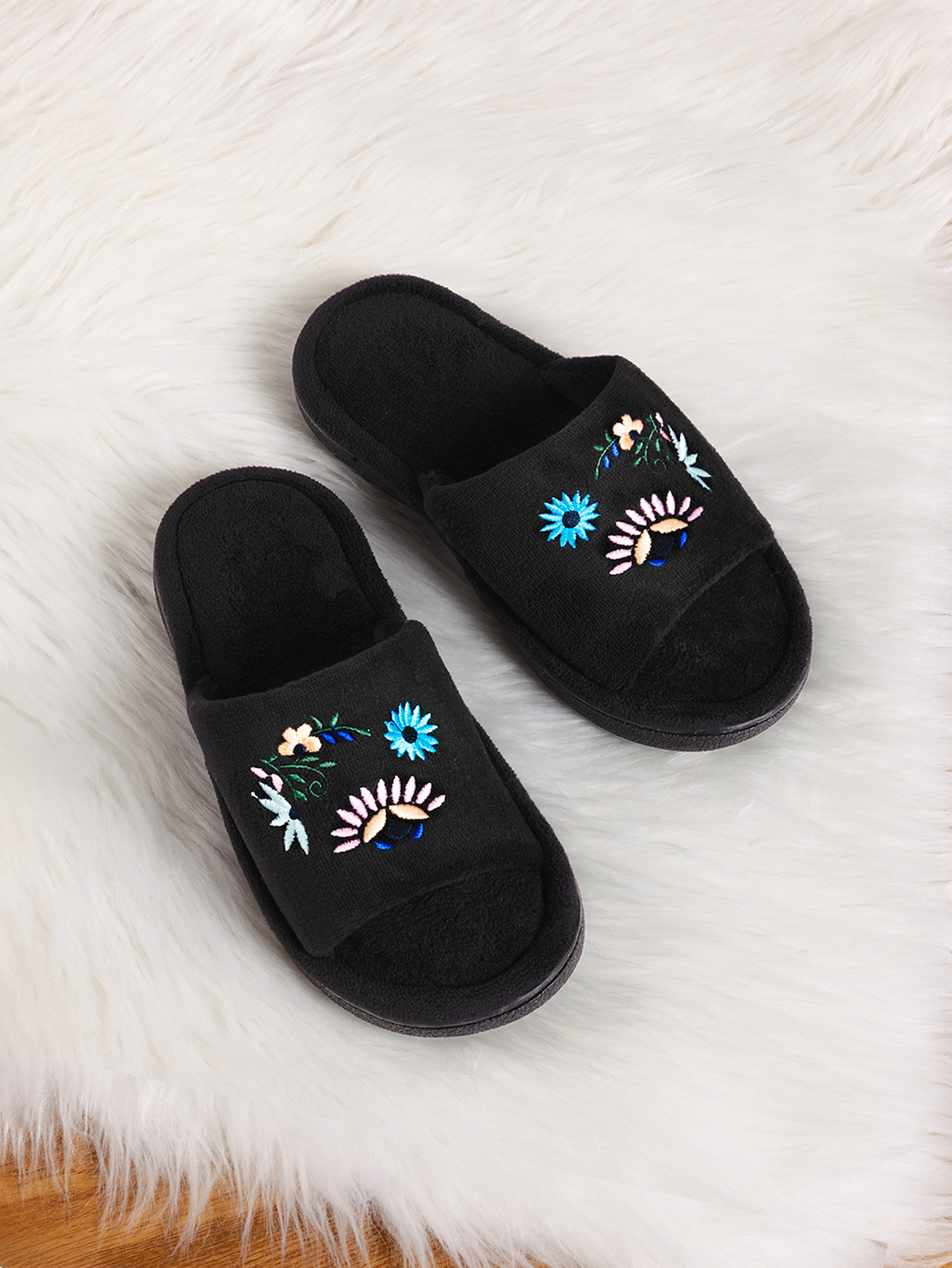 Women Memory Foam Slippers Open Toe Lightweight Comfort Slip On House Slippers
