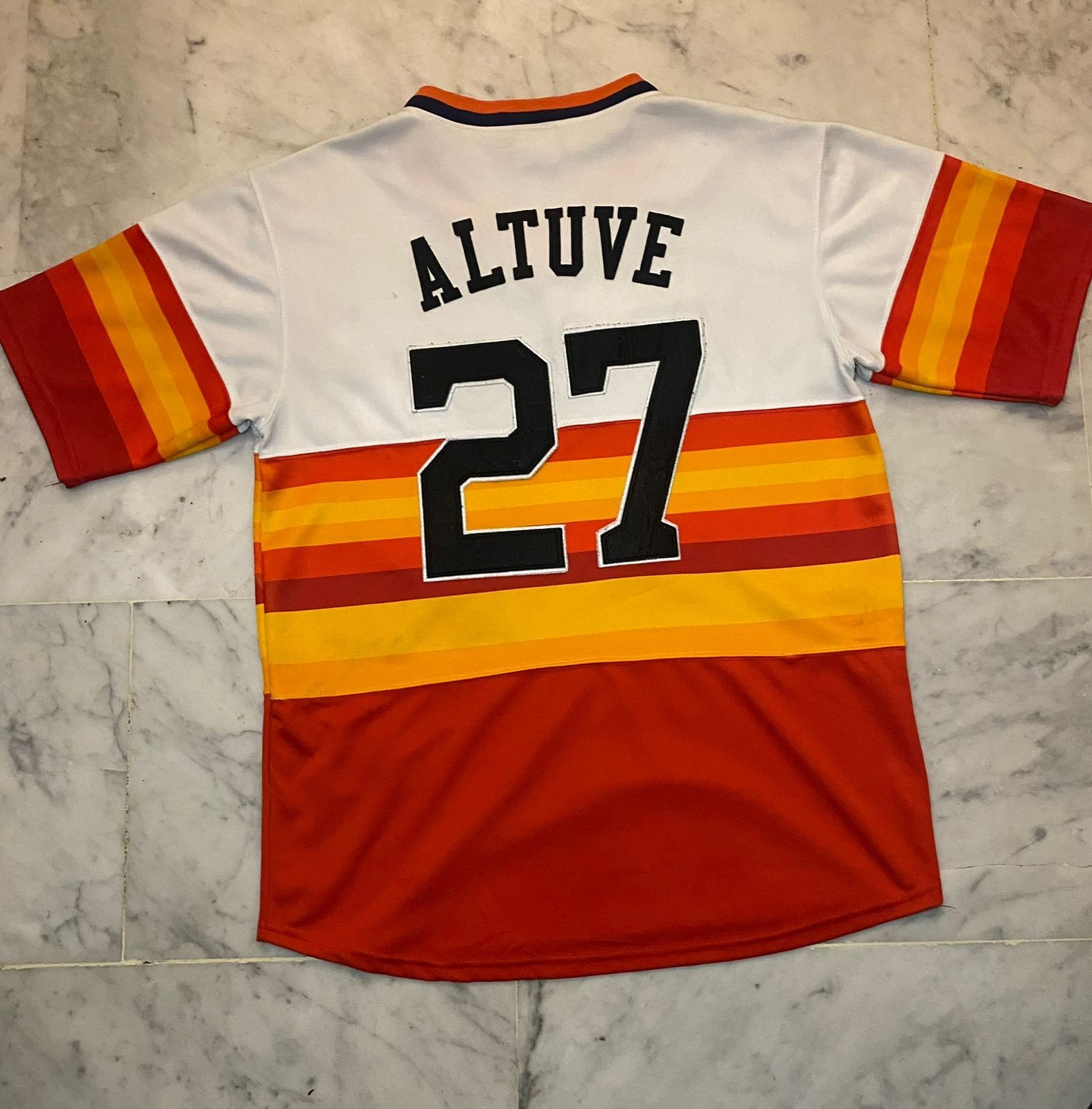 Vintage 90s Houston Astros Majestic Cooperstown Collection Rainbow Jersey L