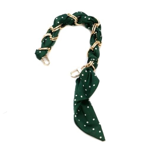 Elegant Purse Chain Strap with Silk Scarf 30cm/11.81″ Purse Handle Strap Green