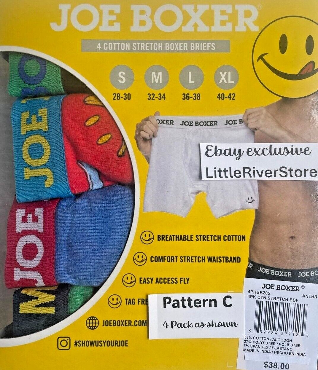 4 Pack Joe Boxer Size M 32-34 Boxer Briefs Cotton Stretch Many Patterns $38