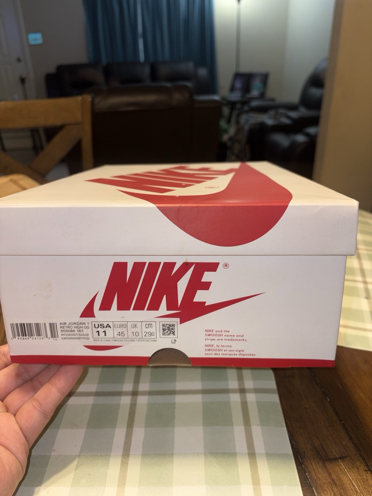 Nike Air Jordan 1 Mid Top Gym Red/White/Black Leather Sneakers 554724-605