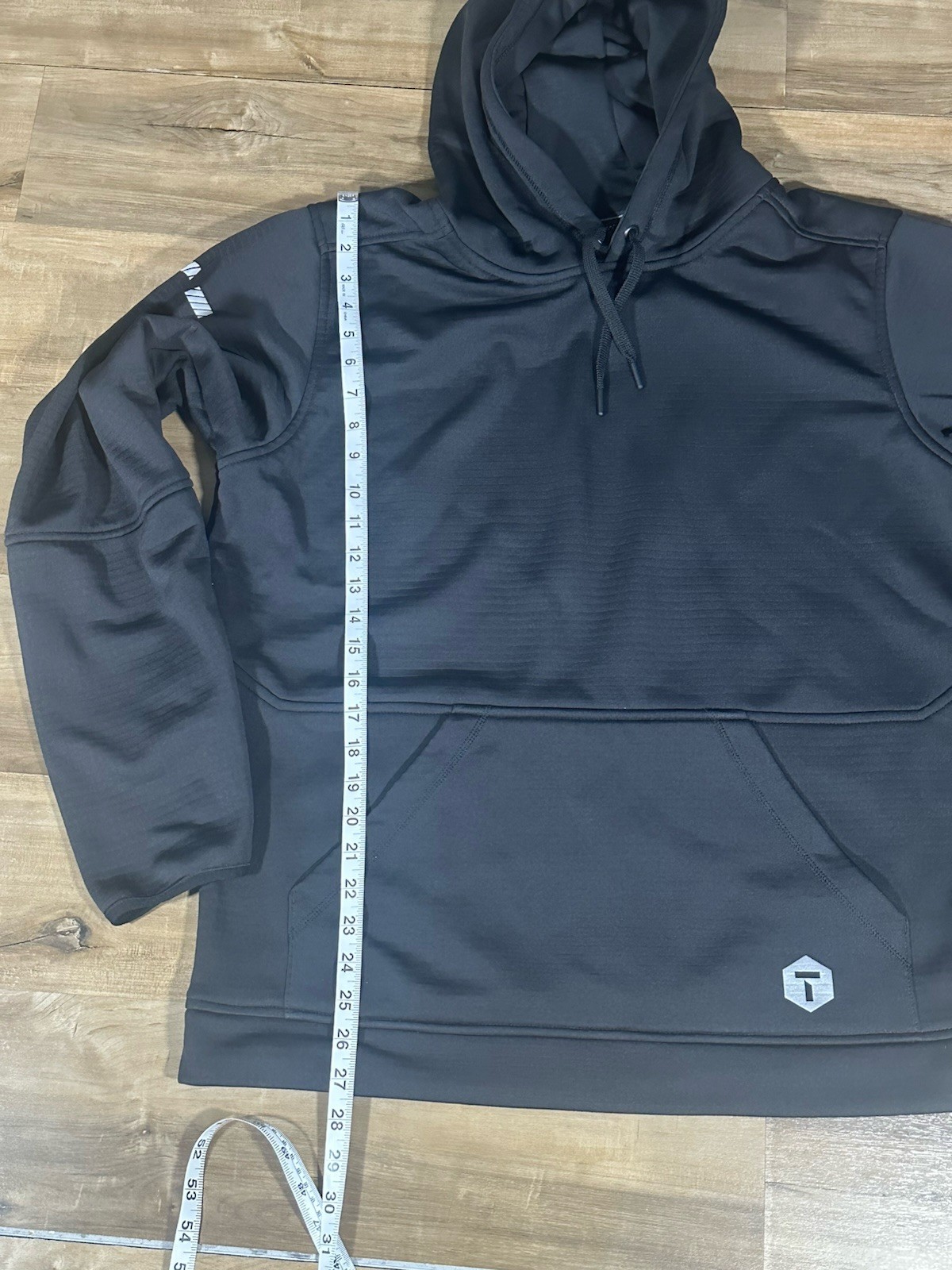 Truewerk Men’s Large Black Grid Technical Hoodie Sweatshirt EUC