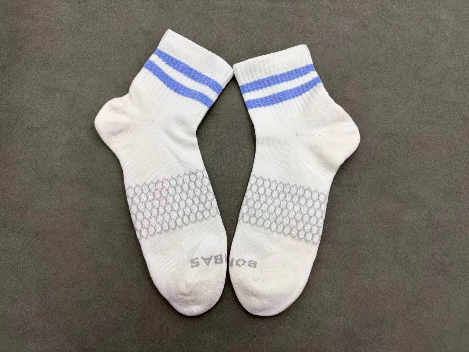 Men’s BOMBAS Retro stripes Quarter socks Size Large 9-13 3 Pairs White