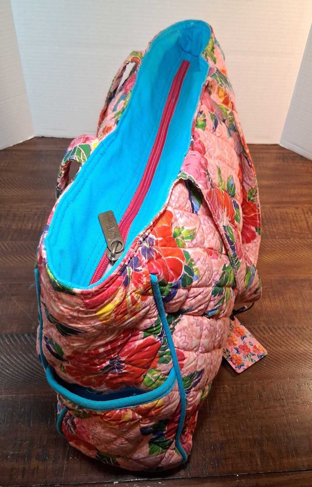 Vtg New Paul Brent Hibiscus Print Beach Zip Tote Canvas Bag Sun n’ Sand NWT