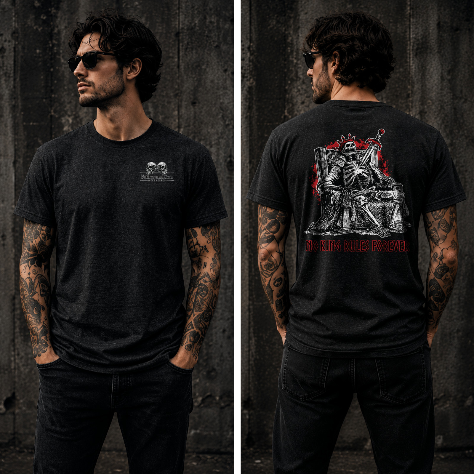 Skeleton King Throne Graphic Tee, Dark Fantasy Streetwear Shirt