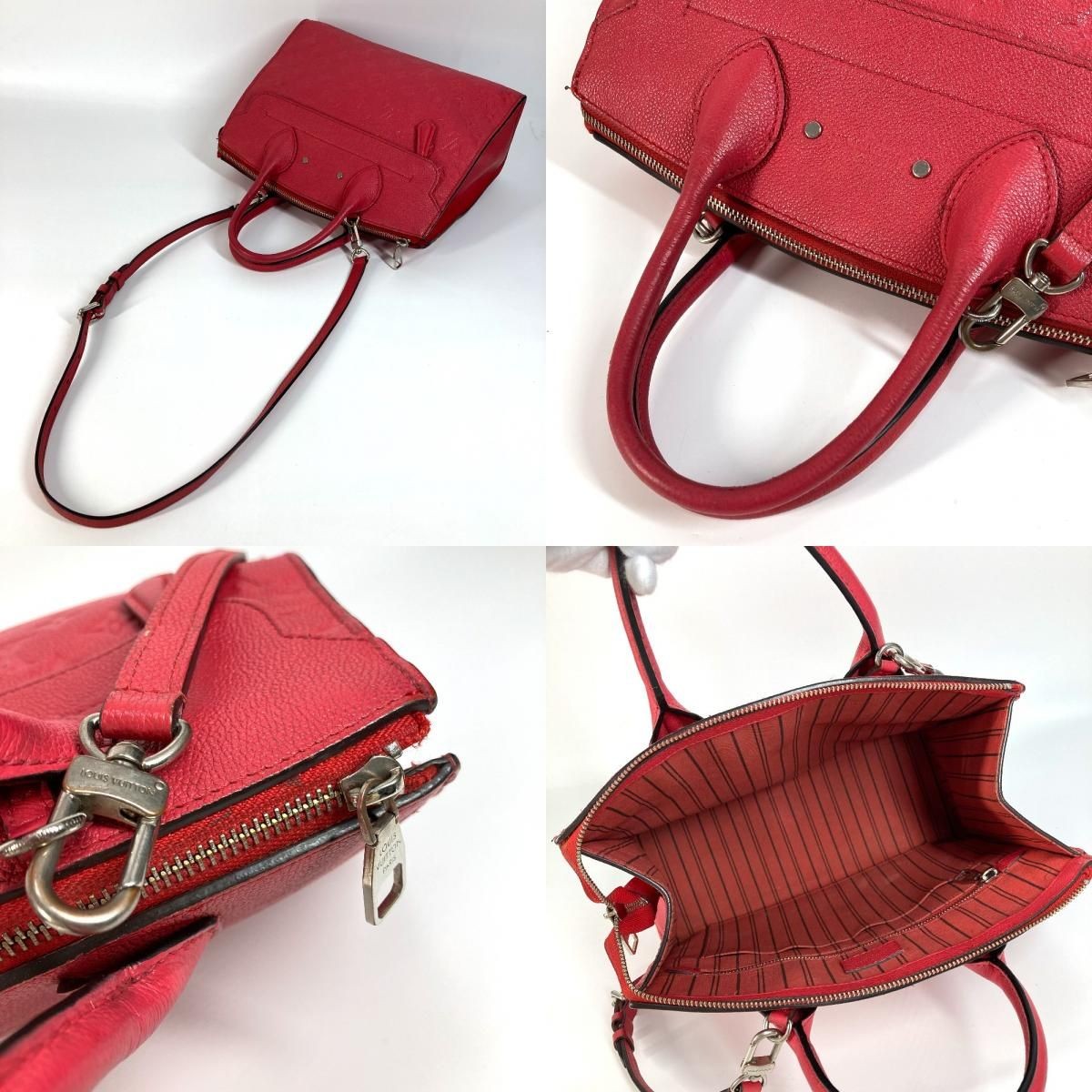 Louis Vuitton Pont Neuf MM 2WAY HandBag Tote Shoulder M42711 Red Authentic