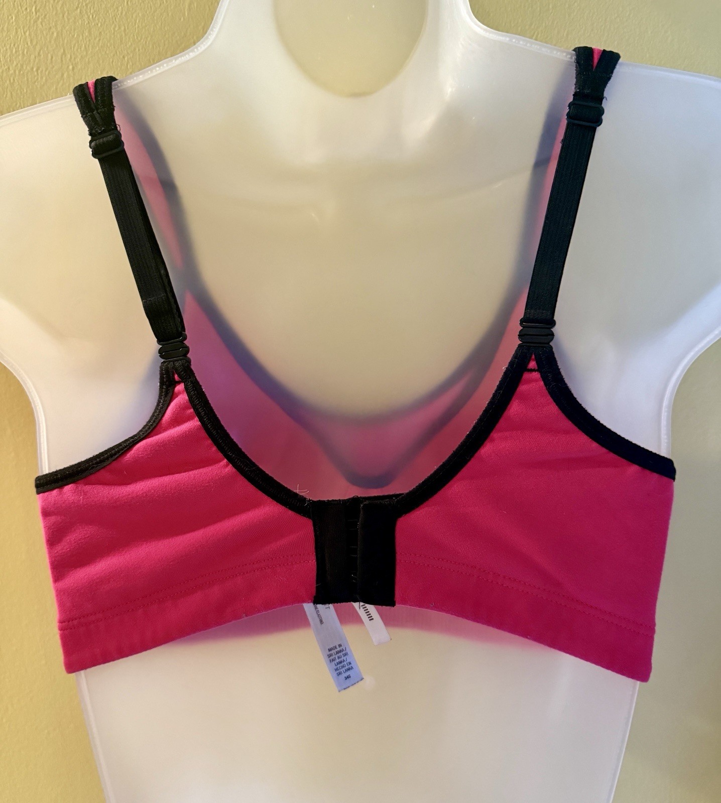 VSX Sport Victoria’s Secret Pink/Black High Support Sports Bra 34C Hook & Eye