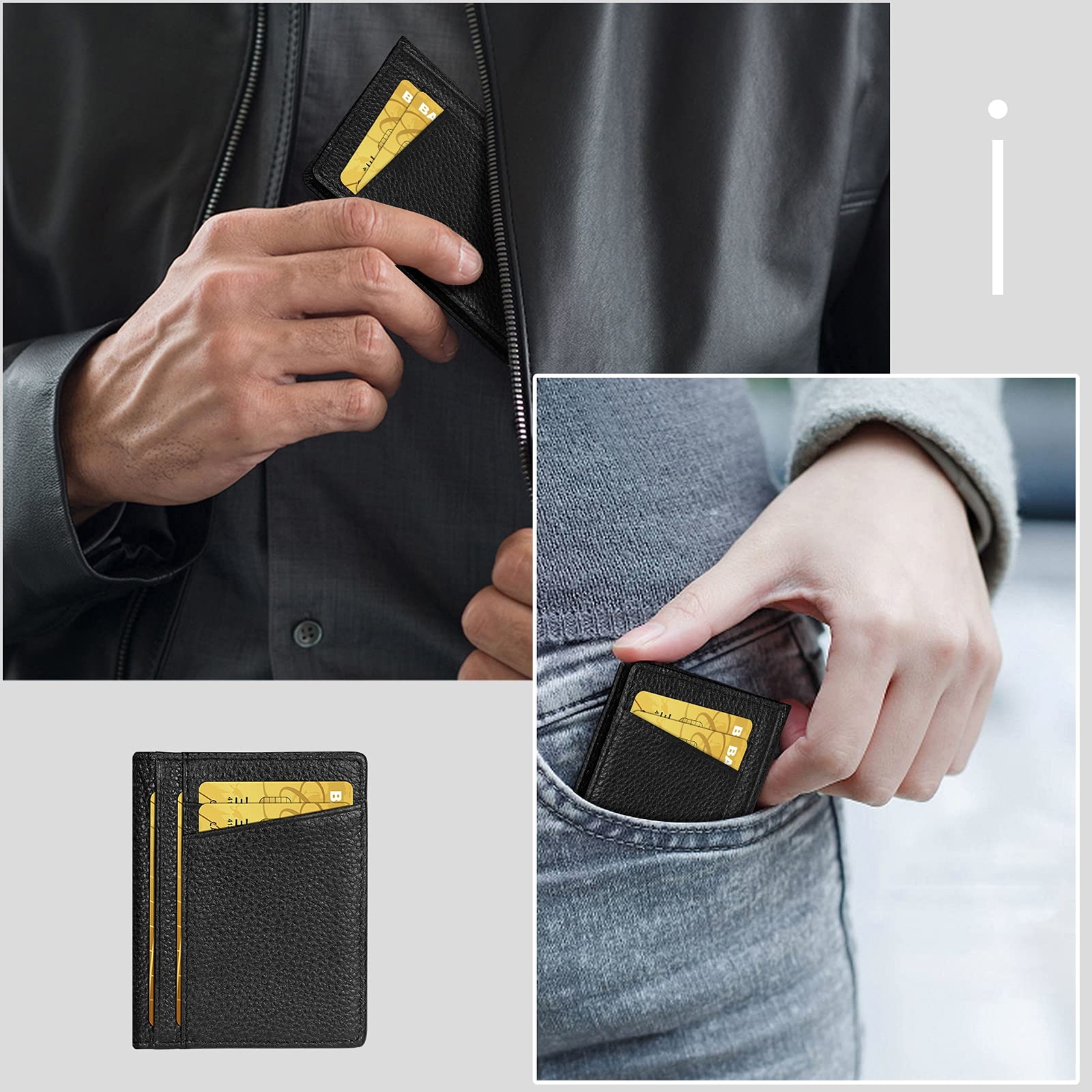 Front Pocket Minimalist Leather Slim Wallet RFID Blocking Medium Size Purse Mens