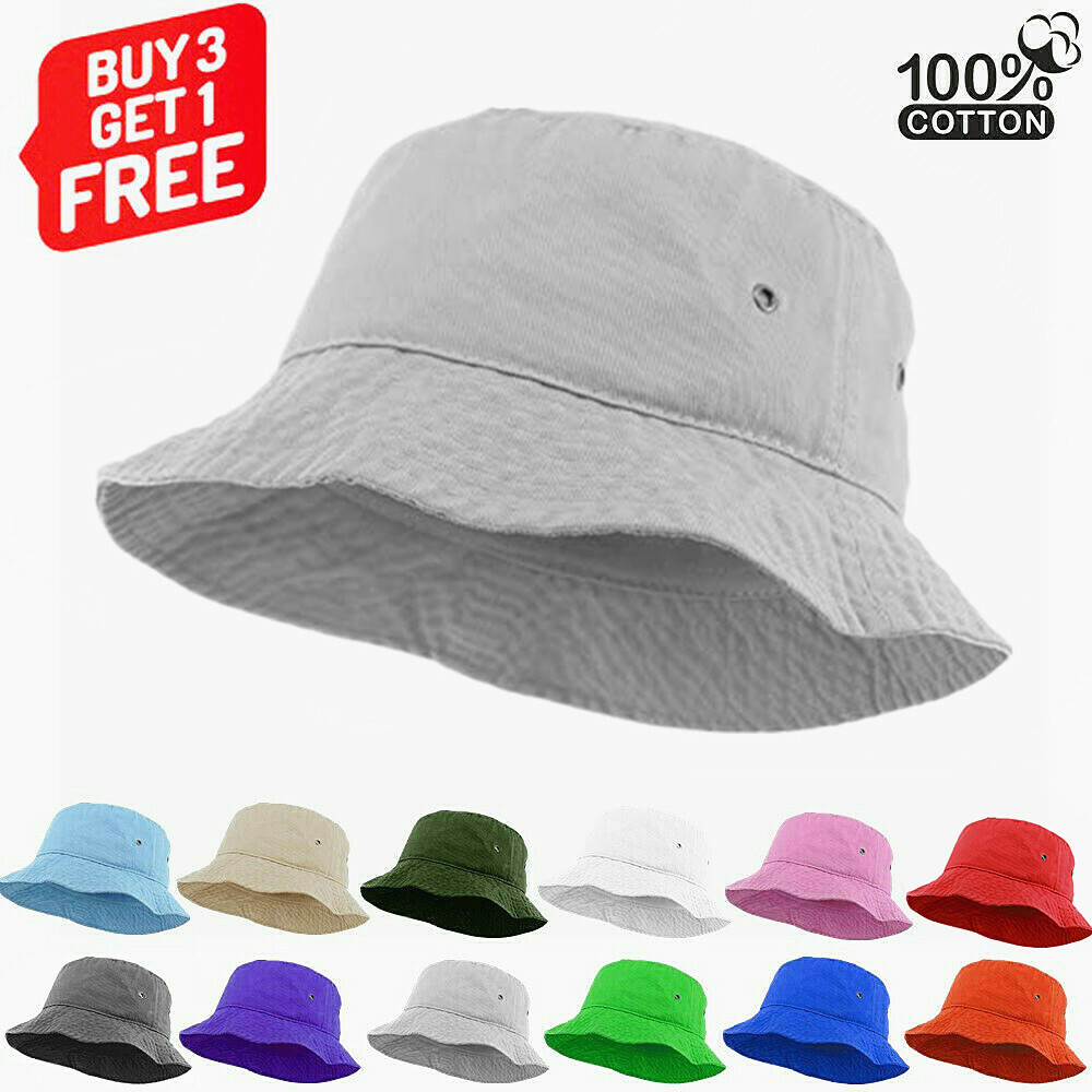 Unisex Summer Fishing Bucket Hat Cap Cotton Boonie Brim visor Sun Safari Camping