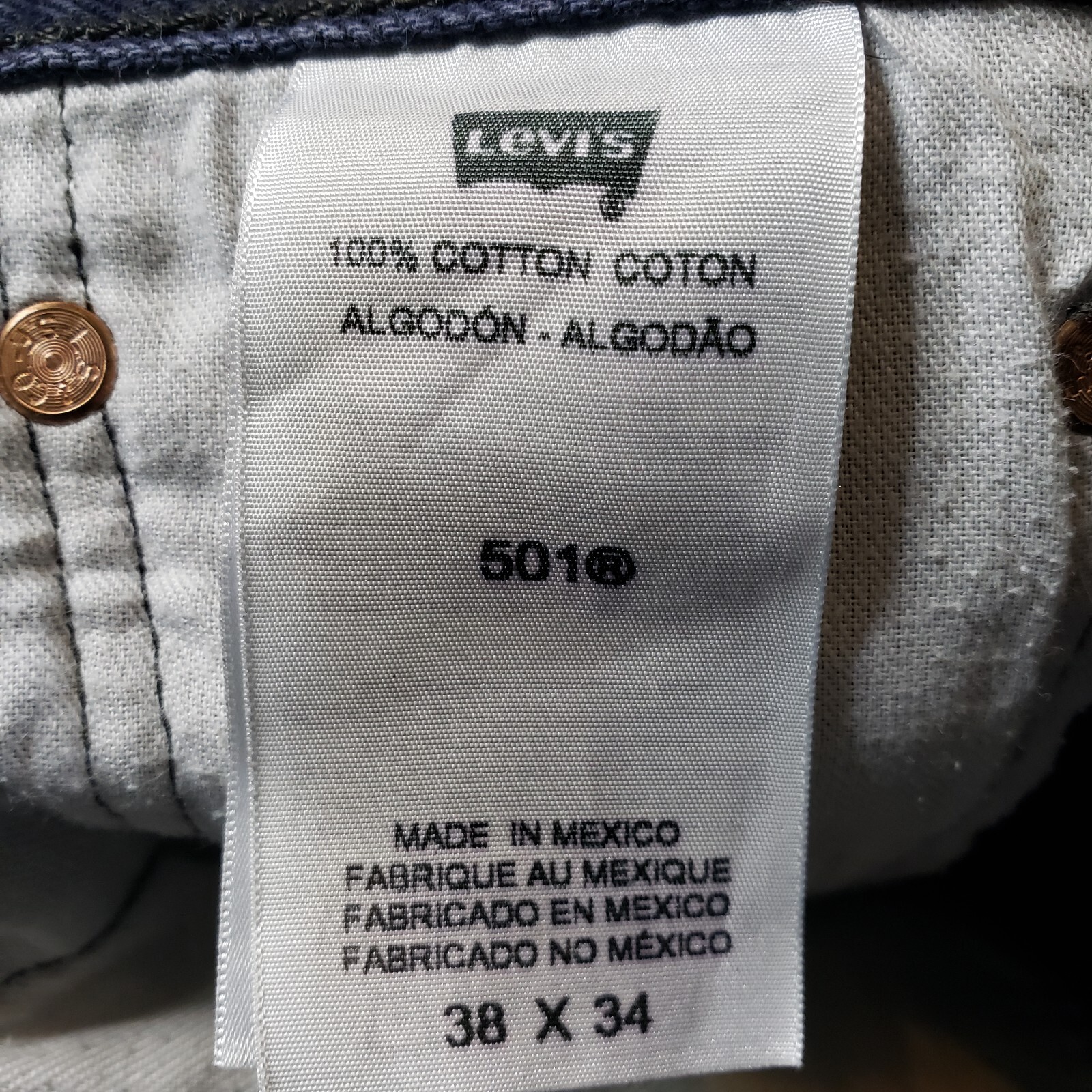 Levi 501 XX Mens Jeans Acid Wash 38×34 (REALLY 36×31) Shrink-To-Fit Straight Y2K