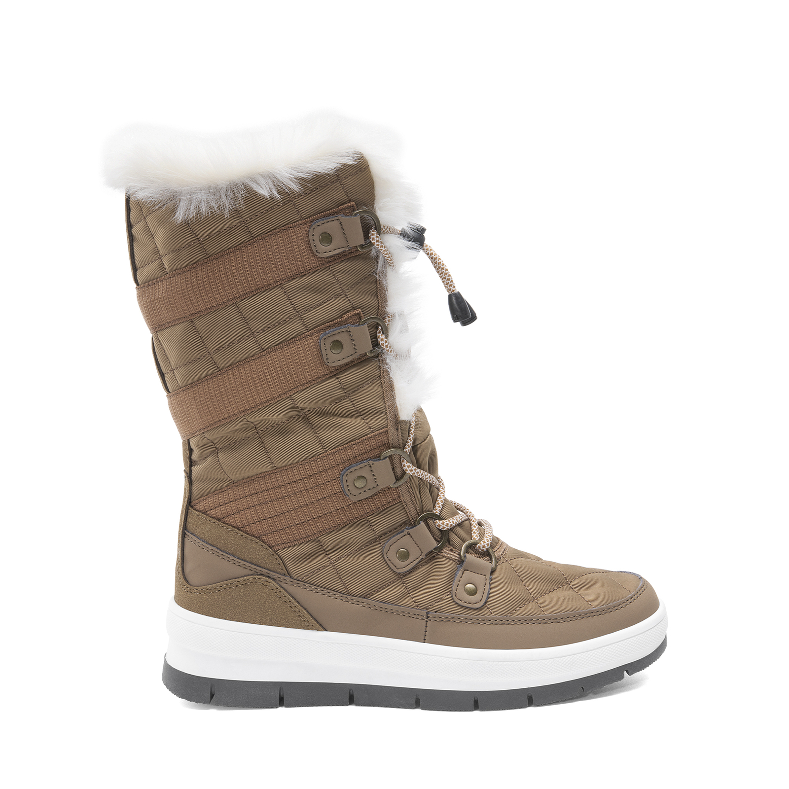 Women Snow Boots Classic Fur Lined Lace up Mid Calf Outdoor Indoor Ski Boots