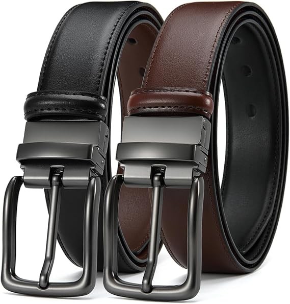 Reversible Leather Belt for Men Trim to Fit Dual Sided Dress Casual Belt