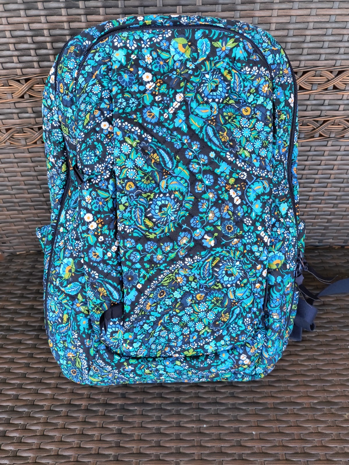 Vera Bradley Essentials large backpack Go Fish Blue Geometric Preppy Beach