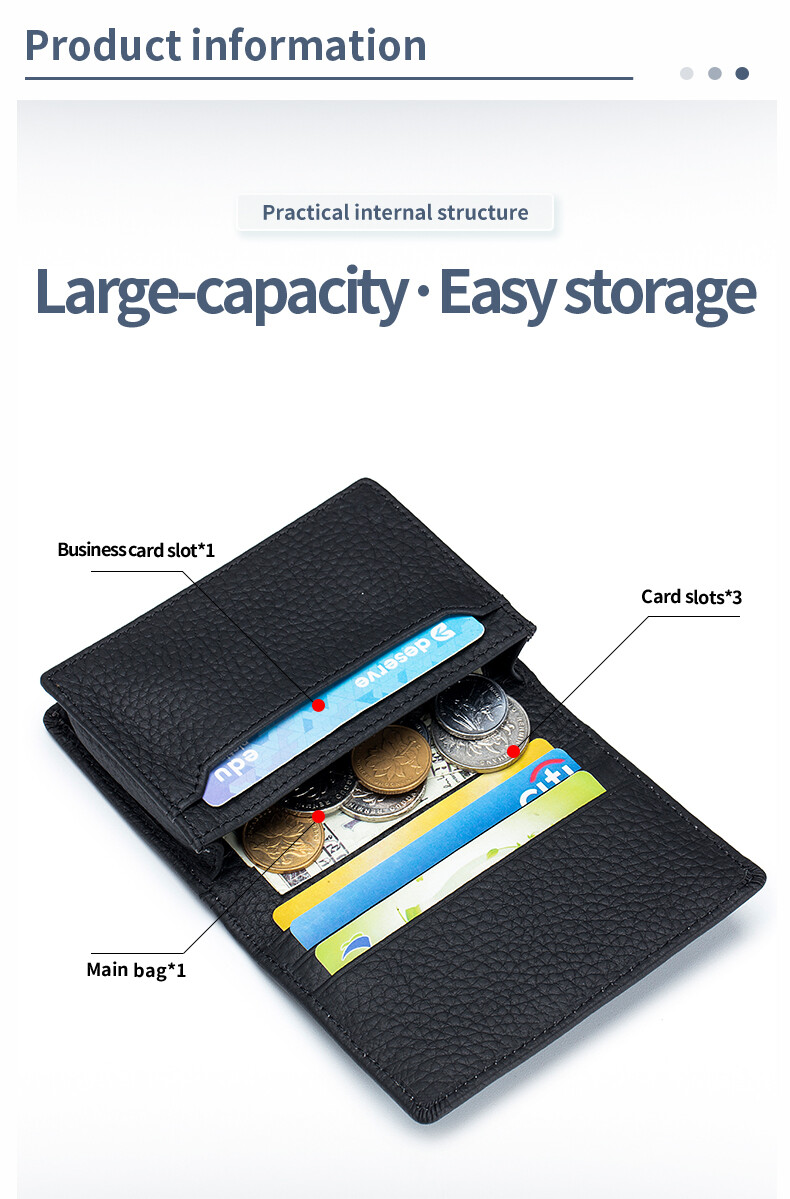 RFID Mens Slim Front Pocket Wallet Genuine Leather Bifold ID/Credit Card Holder