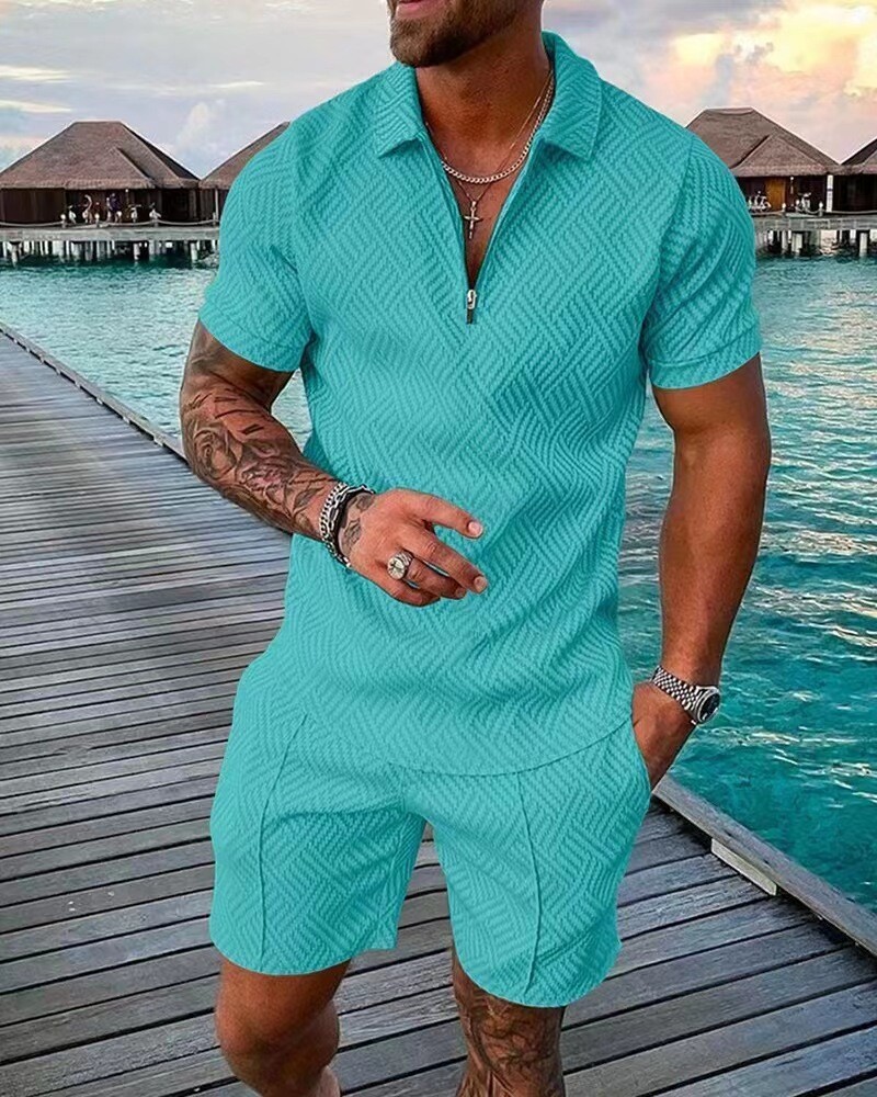 Mens Short Sets 2 Piece Outfits Shirt Casual Short Sleeve and Shorts Set 2026