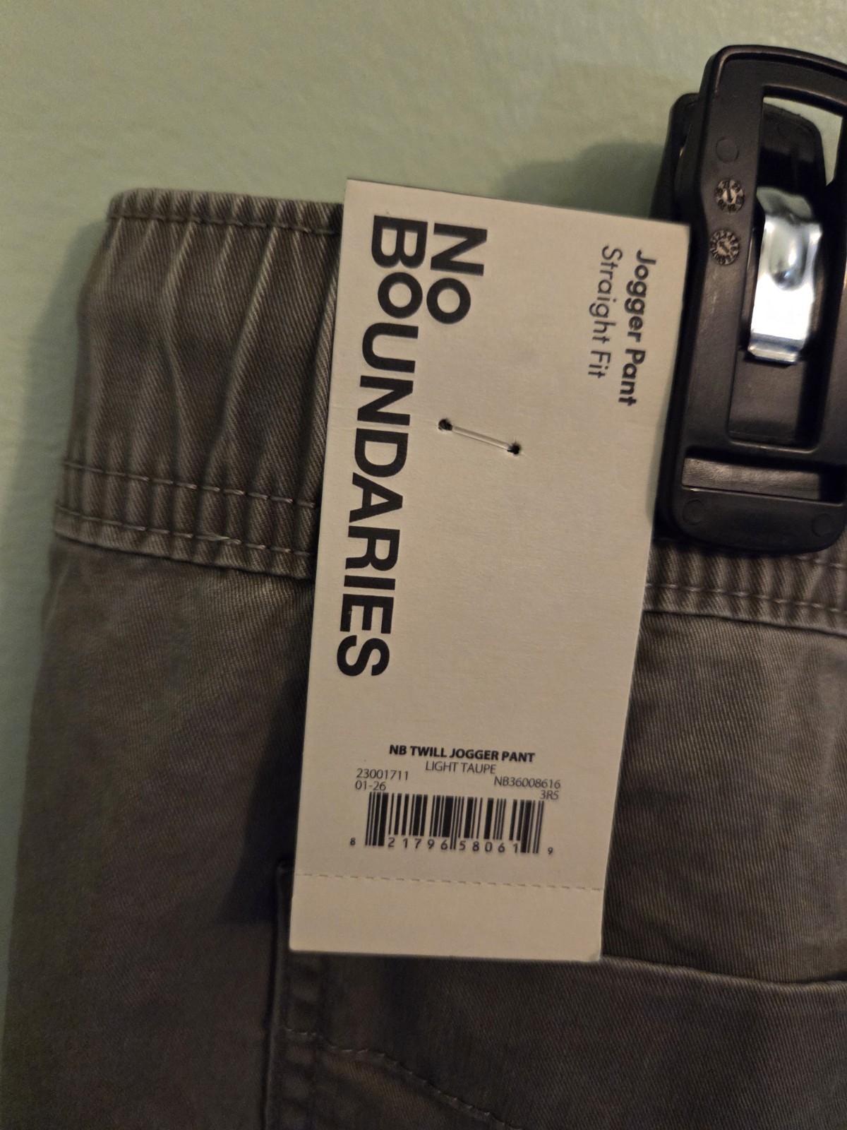 No Boundaries Men’s LARGE 36-38 Twill Jogger Pants LIGHT TAUPE Straight #10726