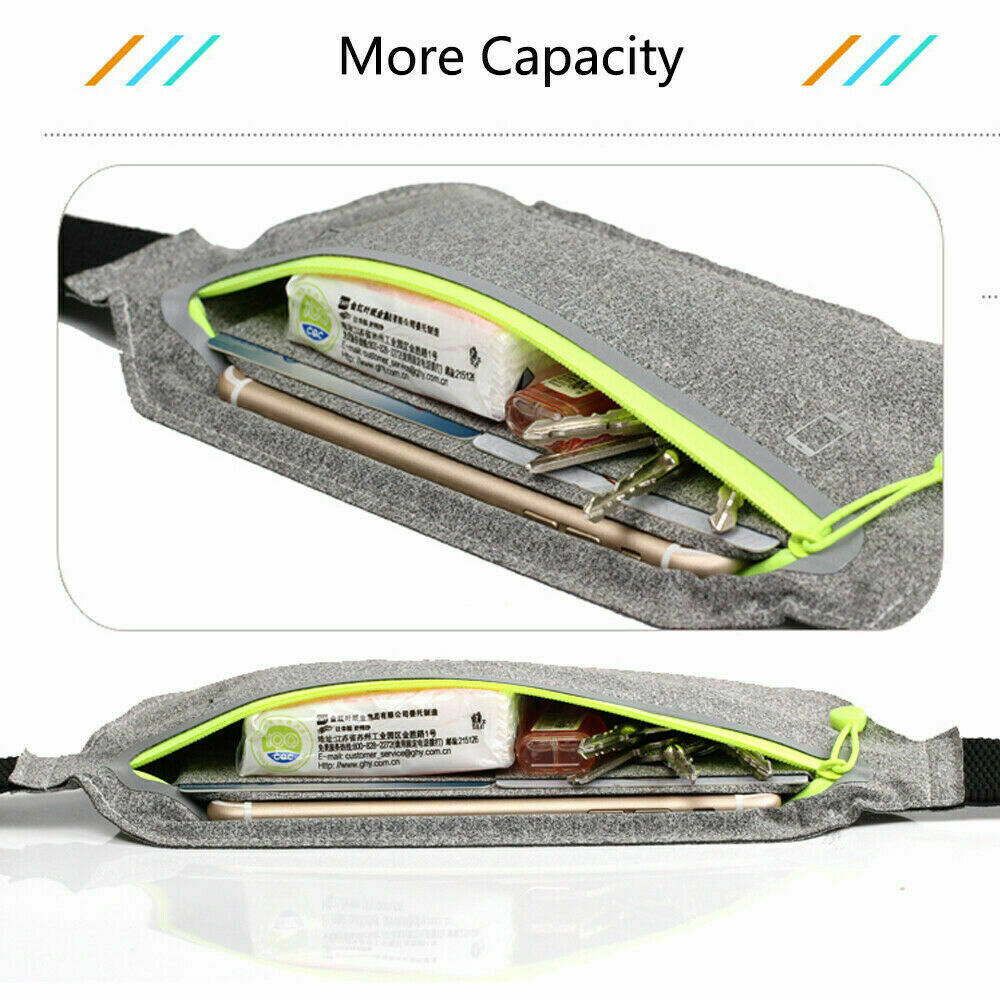 Reflective Running Belt Fanny Pack Waist Pouch Outdoor Camping Hiking Zip Bag