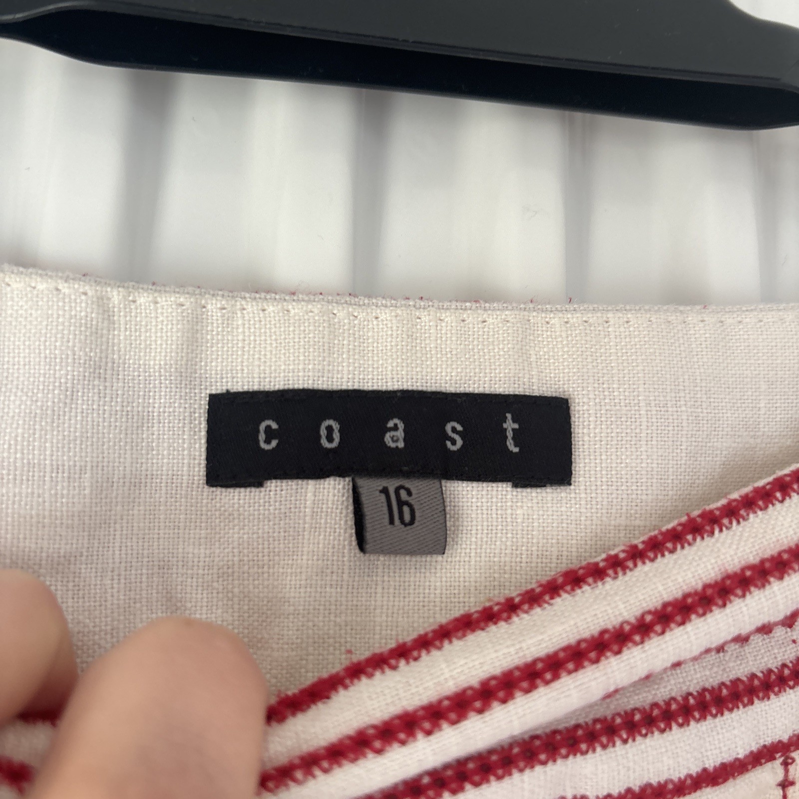 COAST Fully Lined Pure Linen Embroidered A-Line Skirt Size 16