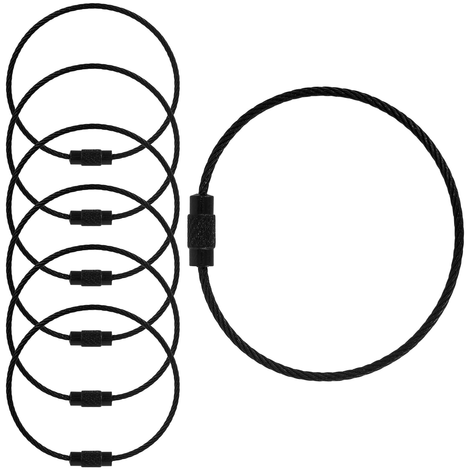 10Pcs Stainless Steel Wire Keychains Cable Key Rings Loop Screw Lock Outdoor 6″