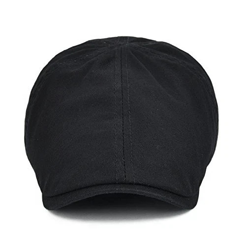 Cotton Flat Cap Cabbie Hat Gatsby Ivy Cap Irish Hunting Hat Newsboy Black