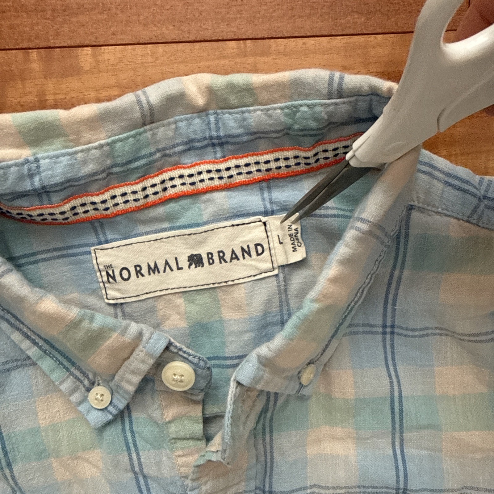 Normal Brand Louis Button Down Shirt Plaid Mens L Sky Cotton Casual