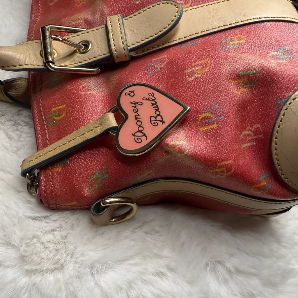 Dooney & Bourke Monogram Multi-Color DB Logo Satchel with Leather Trim
