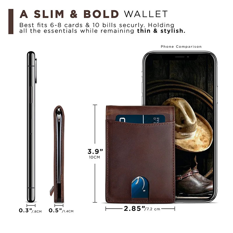 Geestock Slim Microfiber Leather RFID Blocking Credit Card Wallet with Money Cli