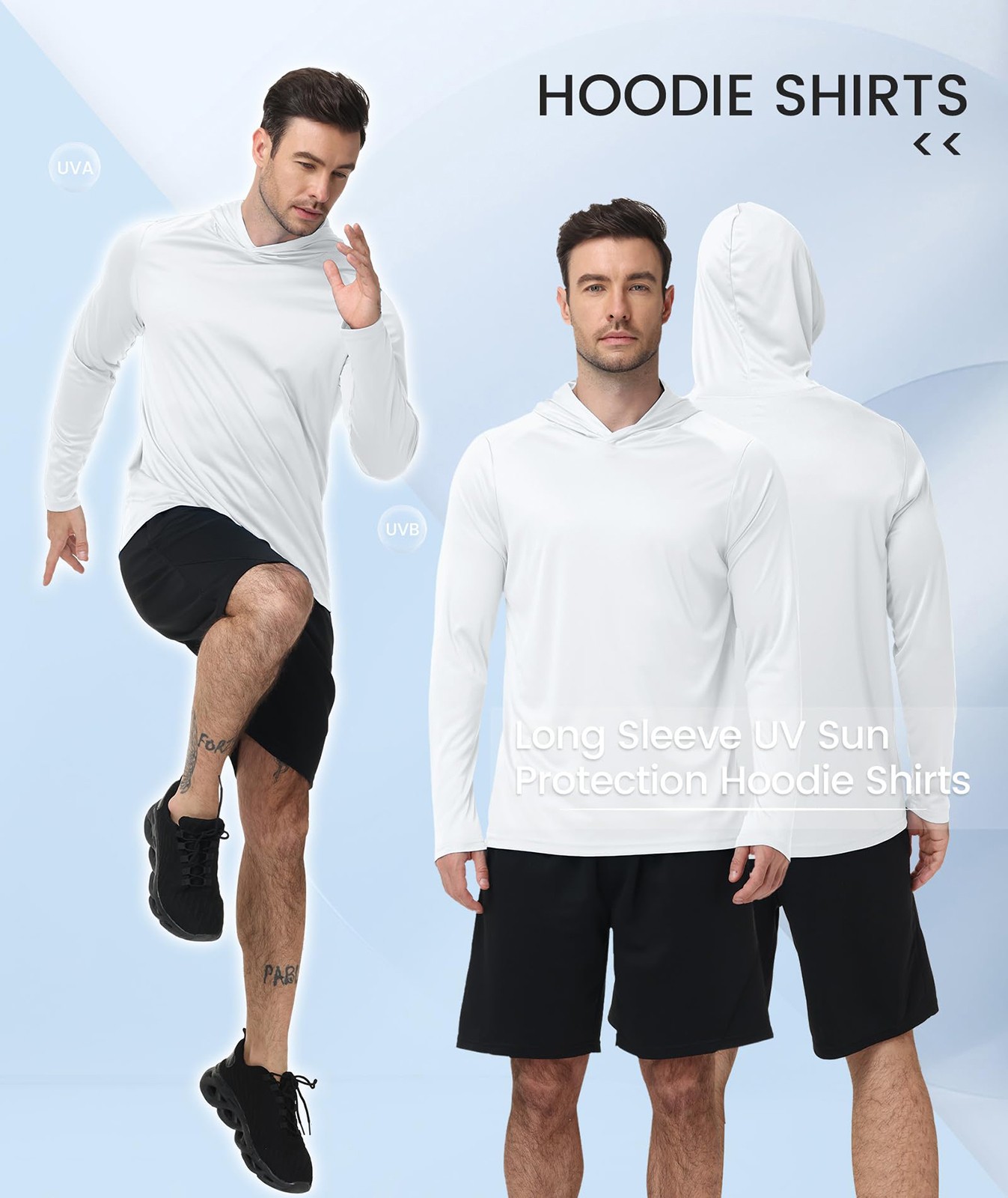 Tacvasen UPF50+ Mens Sun Skin Protection T-Shirts Outdoor Fishing Casual Hoodies