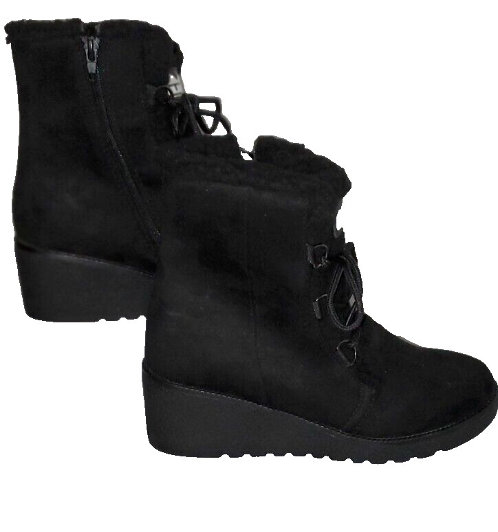 POLAR BOOTS BLACK WATERPROOF WEDGE HEEL WOMEN SIZE 8