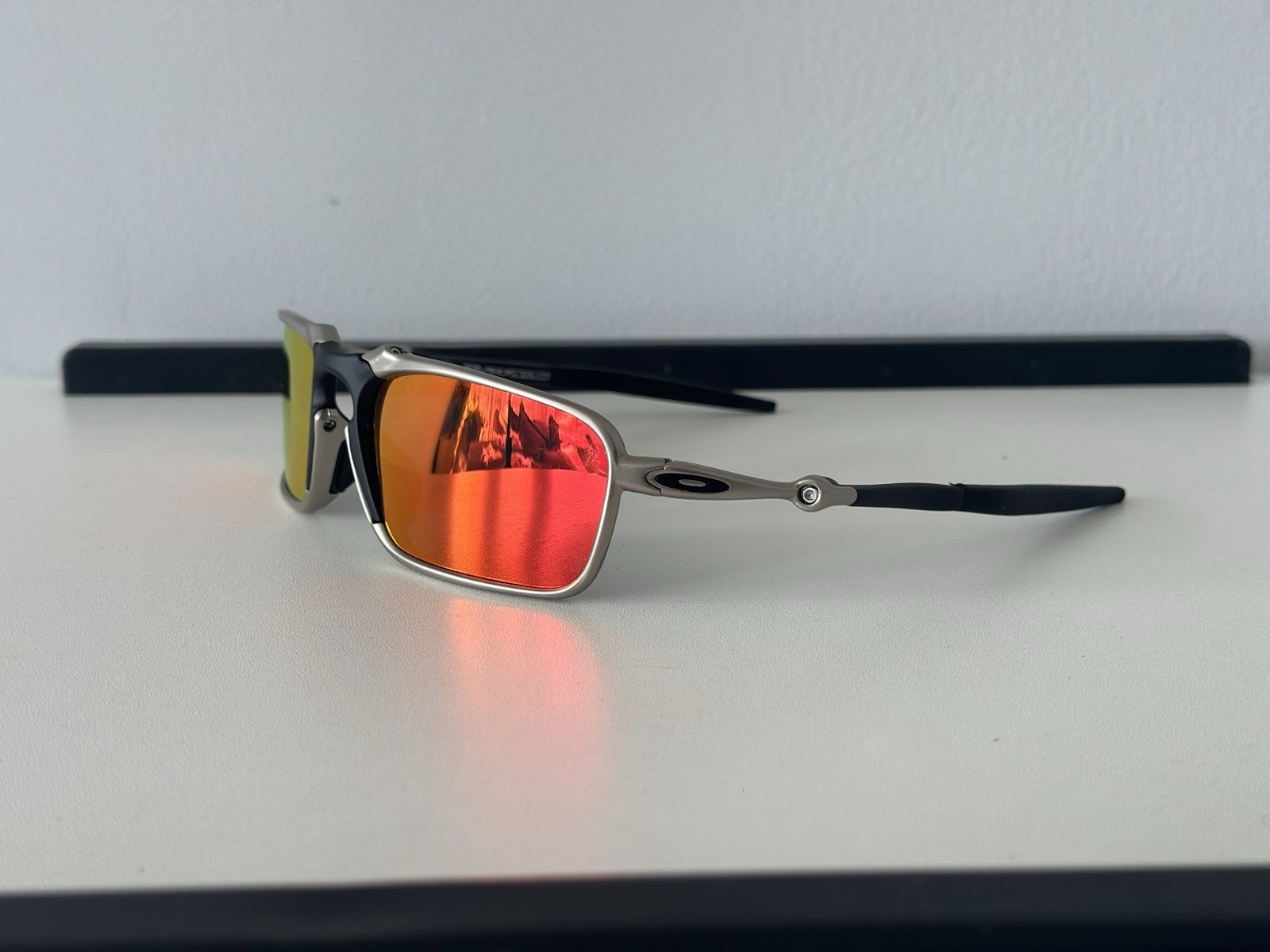 Oakley Badman Polarized Sunglasses Metal Frame Orange Lens