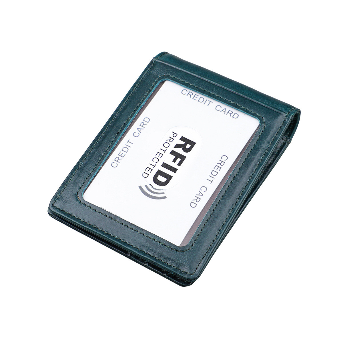 Mens Minimalist Money Clip Slim Bifold RFID Blocking Leather Front Pocket Wallet