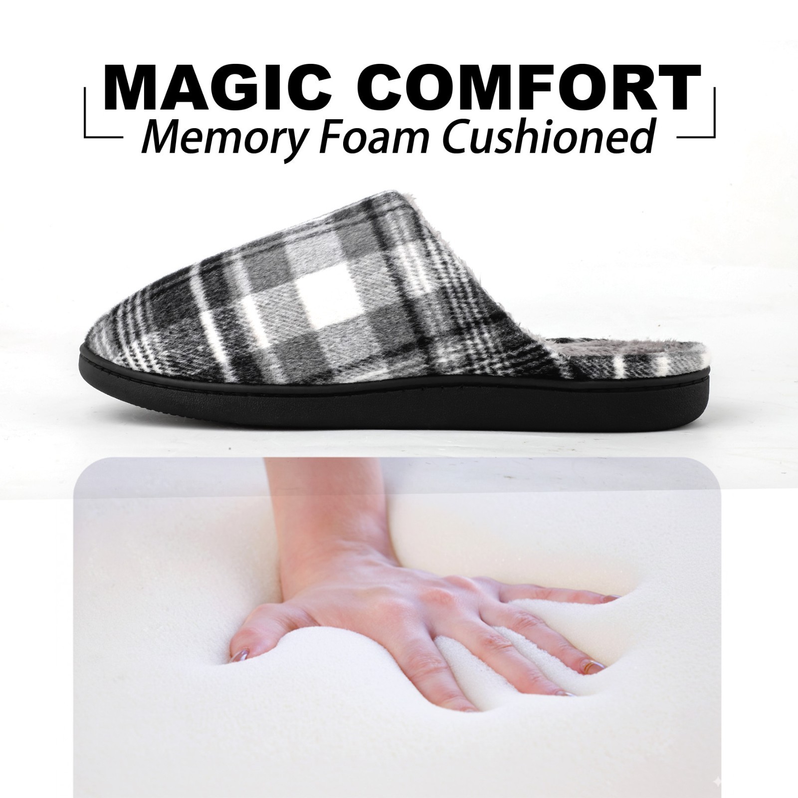 riemot Mens Memory Foam Indoor Bedroom Slippers Winter Warm Fluffy House Shoes