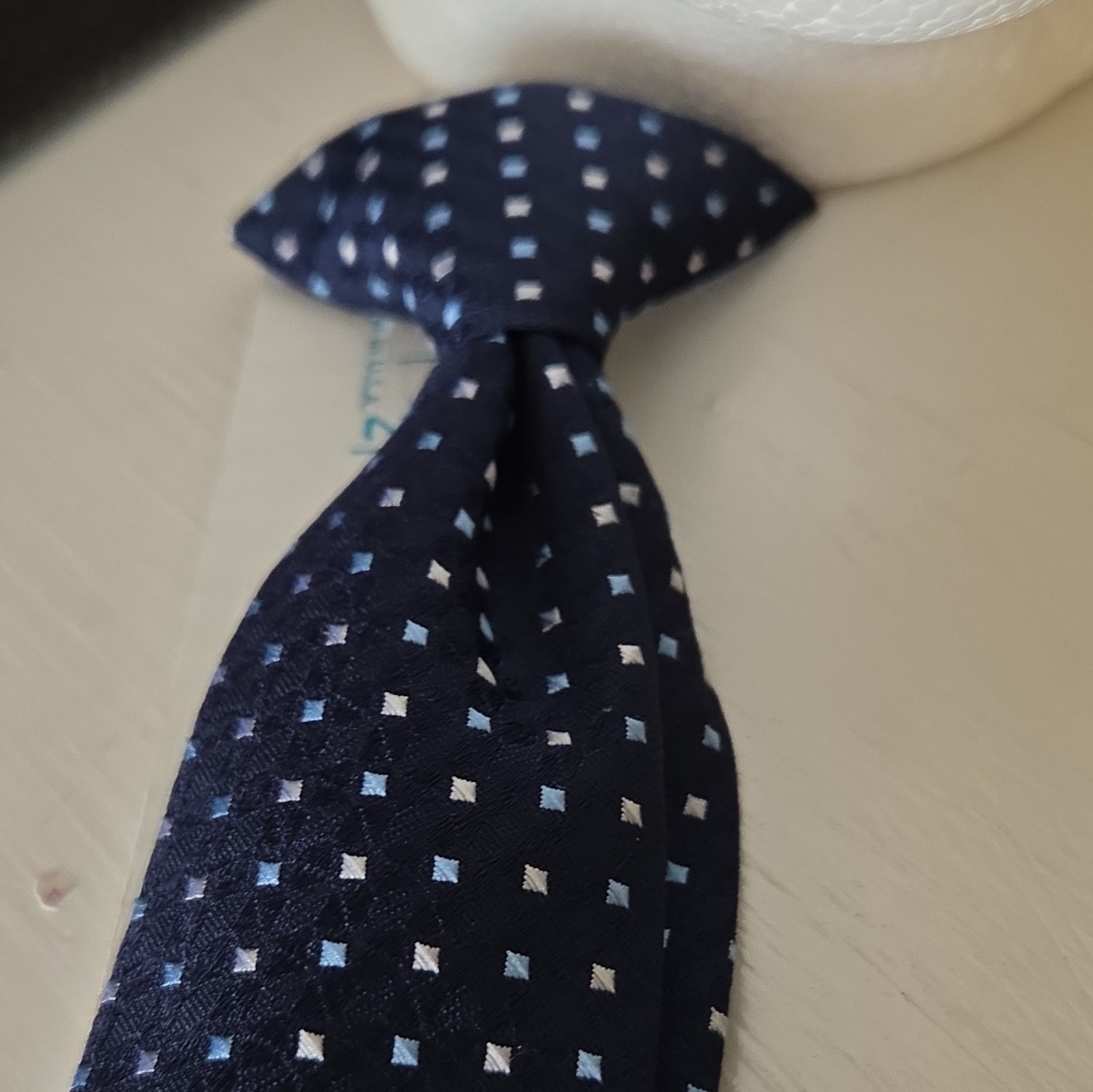 GEORGE Men’s Blue Geometric Woven Pretied Clip-On Standard/Classic Tie