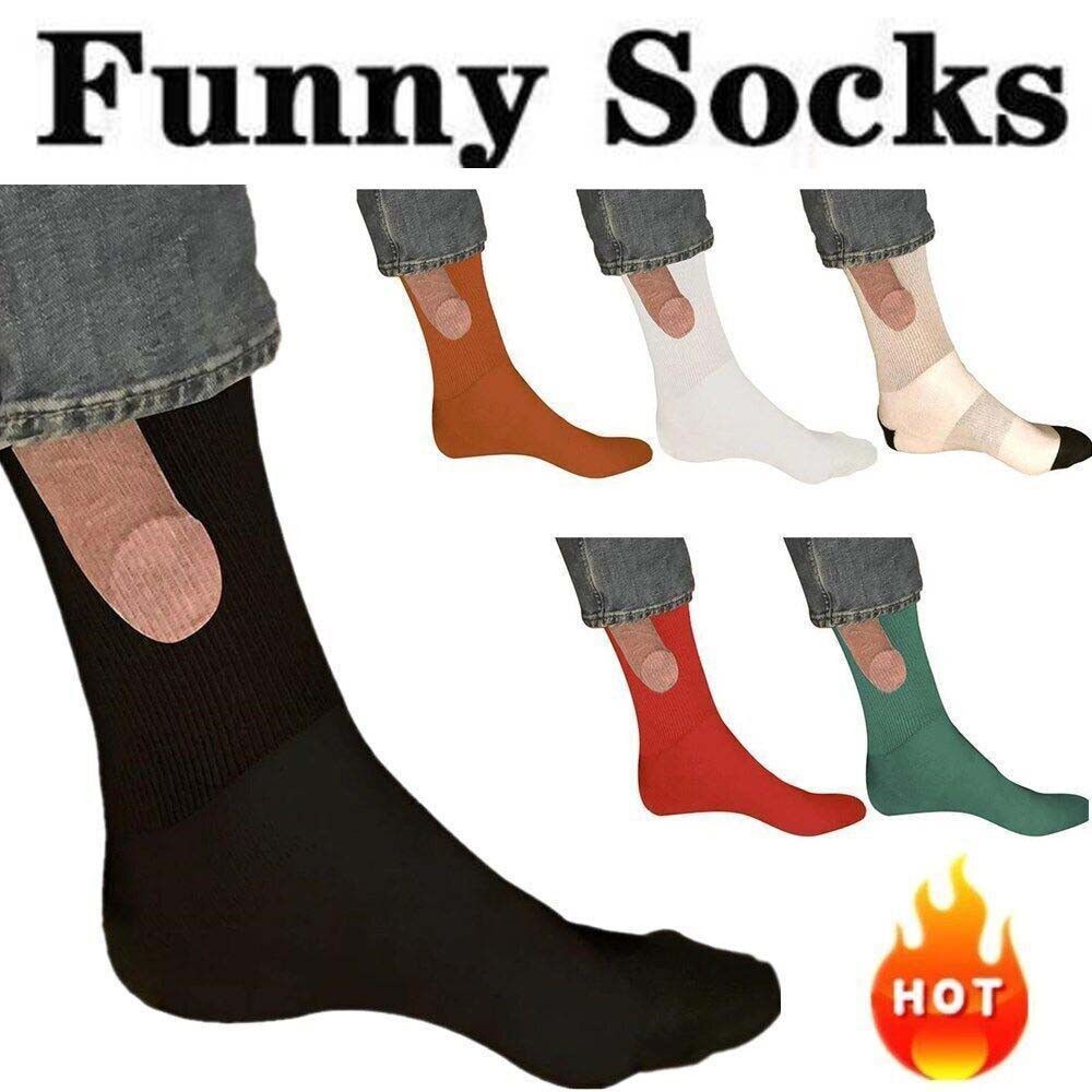 1Pair of Socks For Men Novelty Joke Funny Prank Printing Holiday Gift New