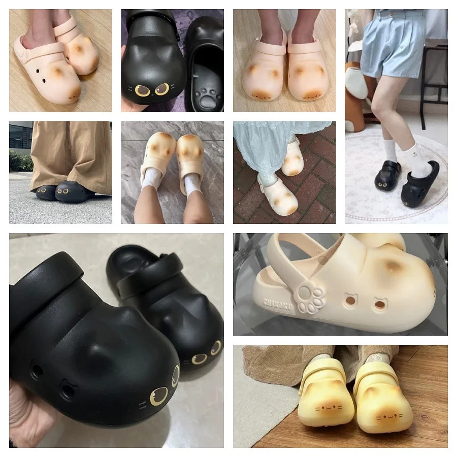 Adorable Waterproof Cat Slippers Anti Slip Bottom Cat Paw Soft Bottom Closed toe